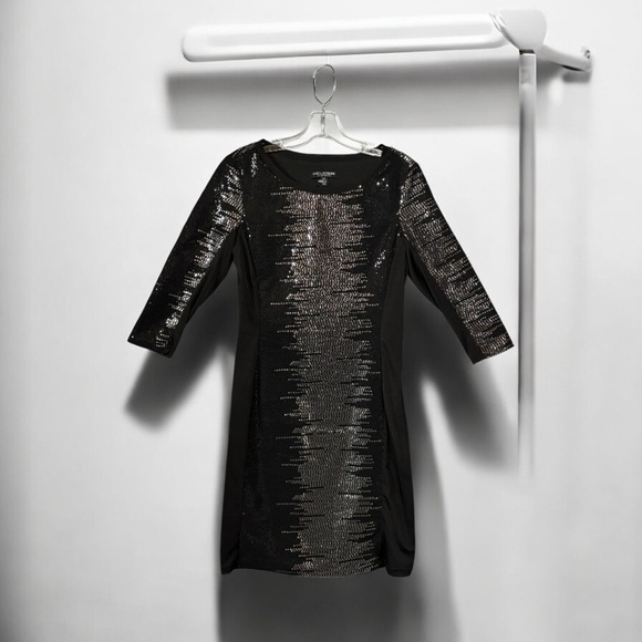 Linea Domani, Elegant Sequin Special Occasion Dress, Small, Black & Silver - Picture 1 of 8